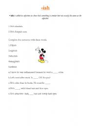 English Worksheet: THE SUFFIX -ISH