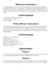 English Worksheet: Describe a Suspect to the Police