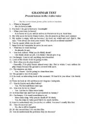 English worksheet: GRAMMAR TEST 1