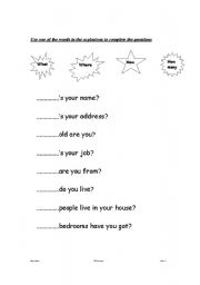 English Worksheet: WH Questions