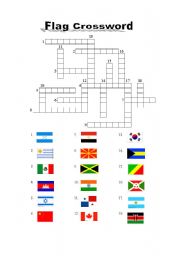 English Worksheet: Flag crossword