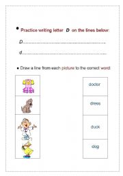 English worksheet: letter D activity