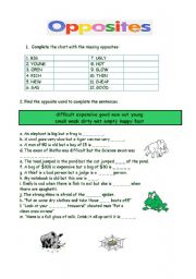 English Worksheet: OPPOSITES