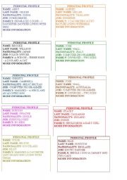 English Worksheet: Personal profile cards