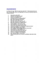 English Worksheet: 20 Questions in the Future Tense (Conversation with Yourself)