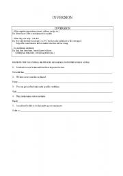 English Worksheet: Inversion