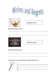 English Worksheet: Wishes & Regrets