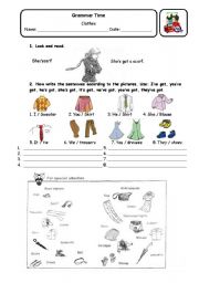 English Worksheet: Clothes and have got