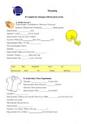 English Worksheet: Shopping dialogues