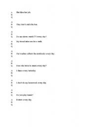 English Worksheet: Present Simple-affirmative-negative-question