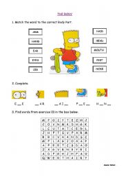 English Worksheet: Body Parts