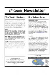 English Worksheet: Newsletter Template