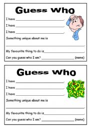 English Worksheet: Guess who?