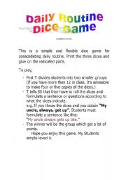 English Worksheet: Daily Routine - Dice Game - Part 4