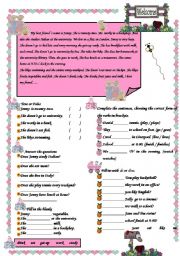 English Worksheet: SIMPLE PRESENT TENSE READING