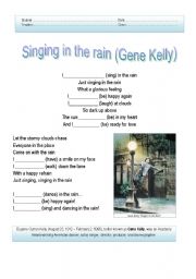 English Worksheet: Song Activity - Singing in the rain