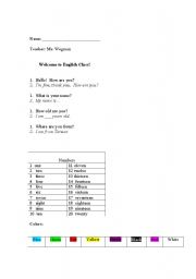 English Worksheet: First Childrens English lesson