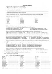 English Worksheet: plurals