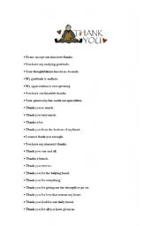 English Worksheet: THANK YOU SAYINGS