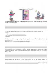 English Worksheet: Roald Dahl: MATILDA