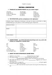 English Worksheet: WRITING A COMPOSITION