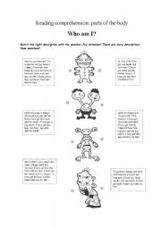 English Worksheet: Parts of the body : monster READING