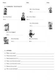 English worksheet: What nationality are you?