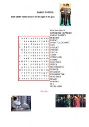 English Worksheet: Harry Potter word search