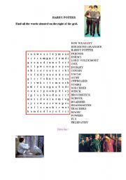 English worksheet: Harry Potter word search