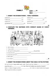 English Worksheet: FAMILY