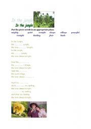 English worksheet: in the jungle