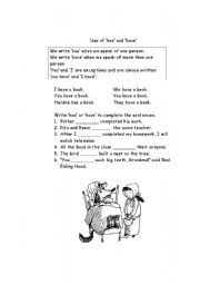English Worksheet: Use of has and have