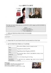 English Worksheet: A FILM: ABOUT A BOY