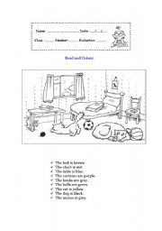 English Worksheet: Colours / bedroom vocabulary 