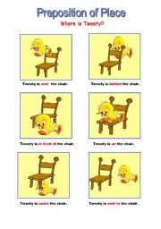 English Worksheet: Prepositions - Where is Tweety?