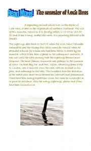 English Worksheet: the monster of loch ness