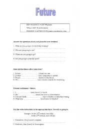 English worksheet: Future tenses: will, going to, present continuous
