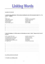 English Worksheet: Linking Words