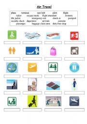 English Worksheet: Air Travel Vocabulary - matching exercise 