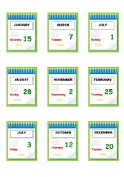 Days of the Week, Months, Years, Dates - Calendar Activity