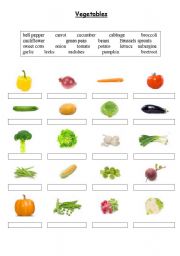 English Worksheet: Vegetables - Matching 