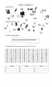 English worksheet: activities