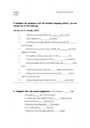 English Worksheet: exam on frequency adverbs and connectors