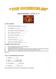 THE INCREDIBLES WORKSHEET