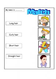 English Worksheet: my hair