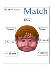 English worksheet: my face