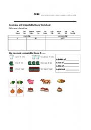 English Worksheet: Countable and Uncountable