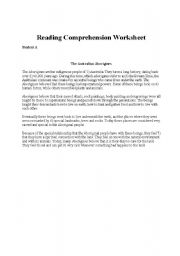 English worksheet: Reading Comprehension Worksheet