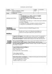 English Worksheet: lesson plan(simple present tense--daily routines)