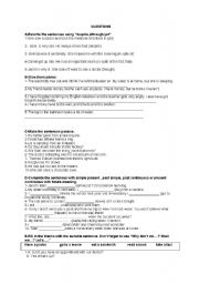English worksheet: mixed exercises for ntermediate students